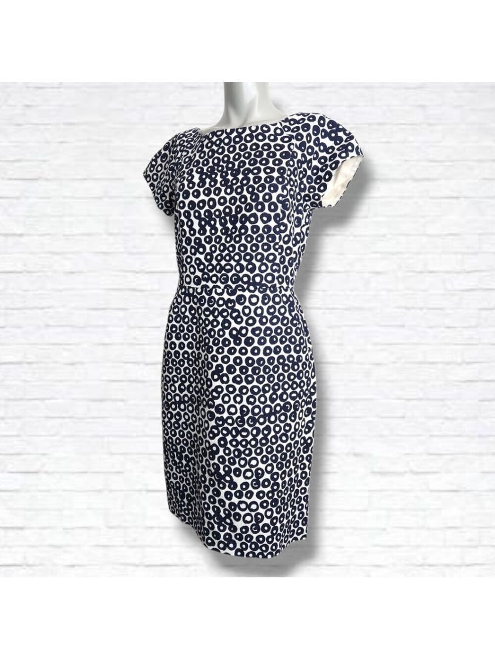 J. Crew Factory Basketweave Circle Print Pencil Sheath Midi Dress Size 6